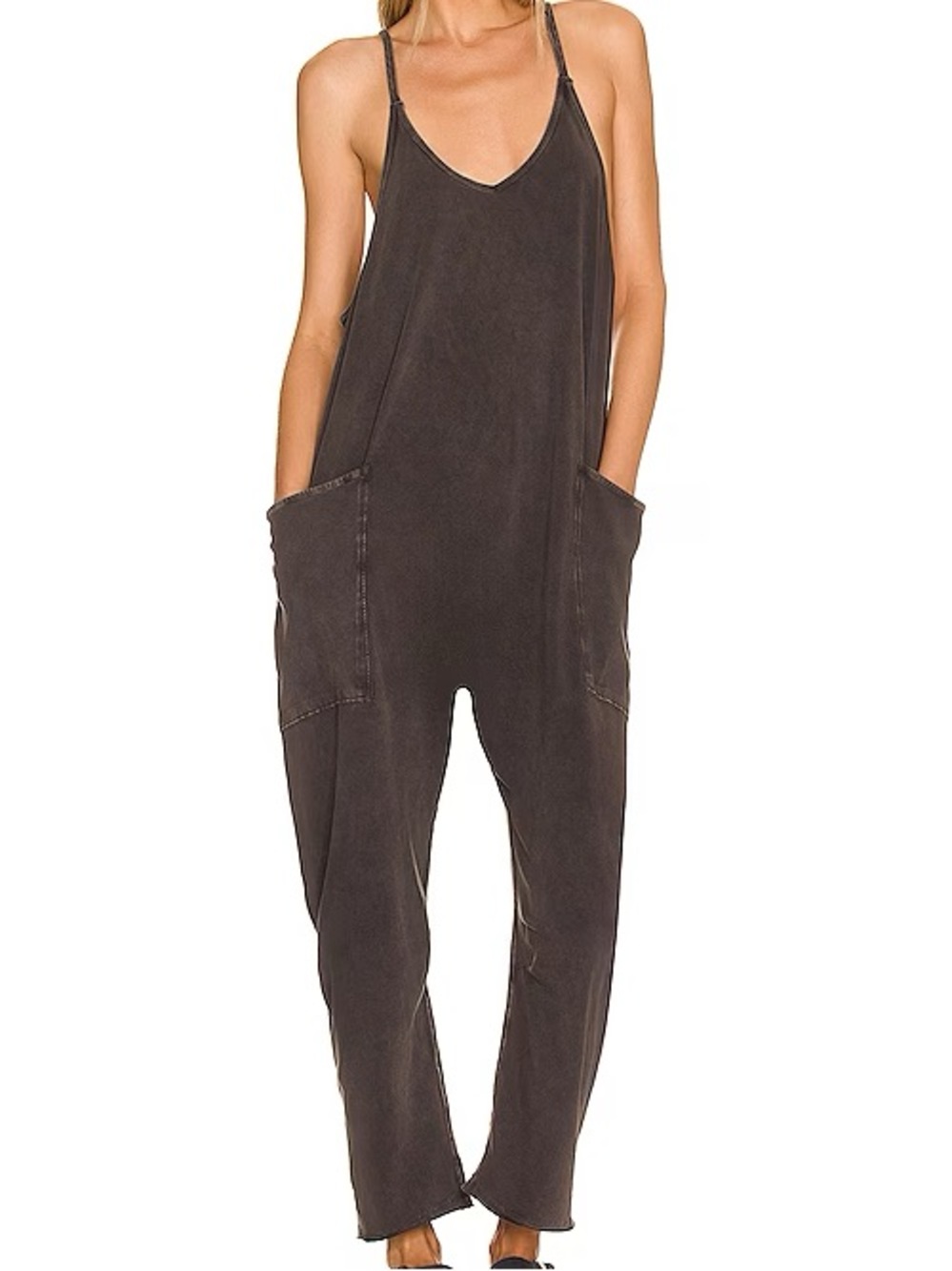 Free People Movement Hot Shot Onesie in Washed Black